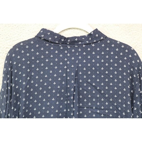 Per Se 3/4 Sleeve Nautical Button-Up Tunic-Size 1X-Soft-Anchors - Picture 10 of 11